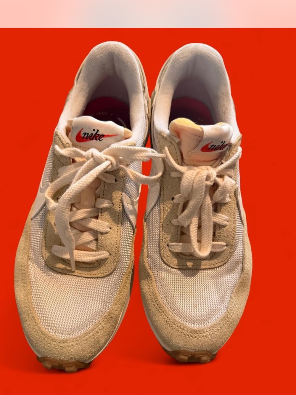 Nike Cream and White Mesh Suede Runners